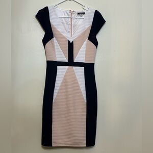 Nikibiki Colorblock Bodycon Dress Navy and Cream Midi Dress Size Medium